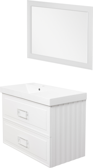 Мебель для ванной комнаты La Fenice Cubo Twin 90 L белая, ручки белые