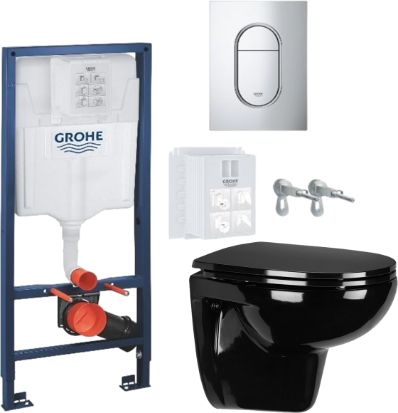 Комплект Унитаз подвесной Wanfald Lauta 47374100005 + Инсталляция Grohe Rapid SL 39702000 3 в 1 с панелью смыва