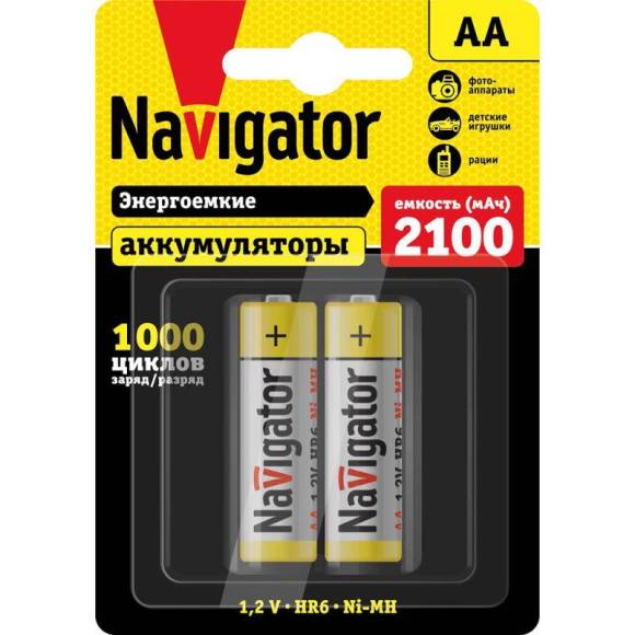 Аккумулятор AA/HR6 94 463 NHR-2100-HR6-BP2 (блист.2шт) Navigator 94463