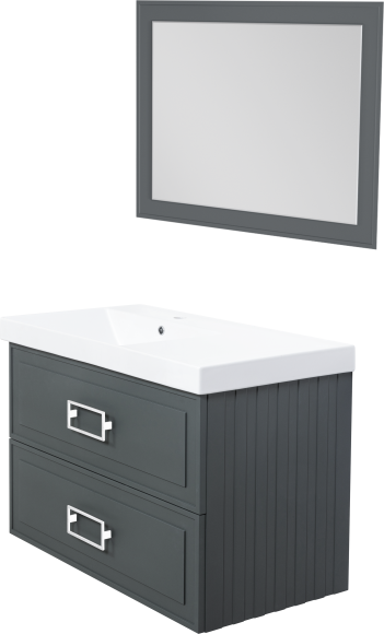 Мебель для ванной комнаты La Fenice Cubo Twin 90 L серая, ручки белые