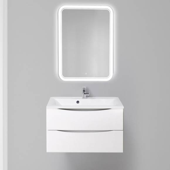Мебель для ванной комнаты BelBagno Marino 80, bianco lucido, подвесная, зеркало STWORKI Монтре