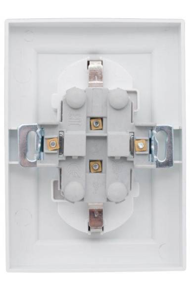 Розетка 2-м СП Минск 16А IP20 с заземл. защ. шторки бел. Basic EKF ERR16-128-100