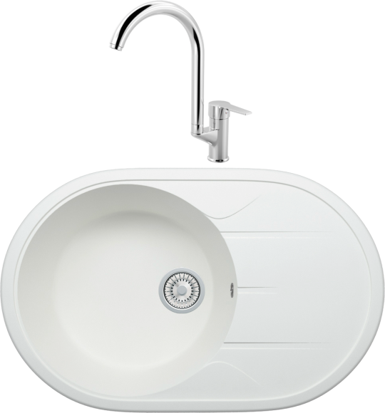 Комплект Мойка Tolero Classic R-116 туман + Смеситель MEGA Snow MG-SH03 хром