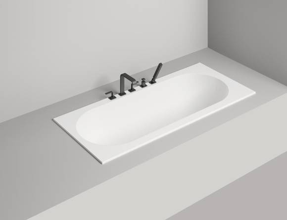 Ванна из искусственного камня Salini Ornella S-Sense 180x80 см, встраиваемая, белая, на ножках