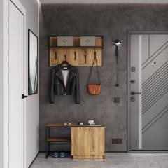 Прихожая DIWO Элиста 90 дуб крафт золотой, черный