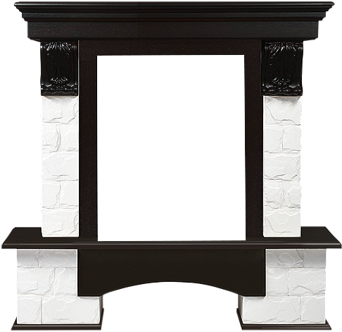 Портал Firelight Forte Classic камень белый, шпон темный дуб