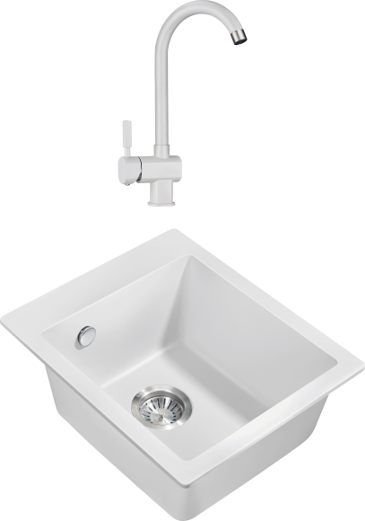 Комплект Мойка Milacio Murcia Cuarzo 42 MC.77042 белая + Смеситель Granula 31-ST, белый