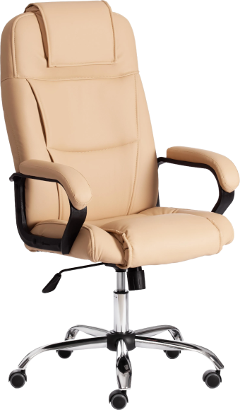 Кресло руководителя TetChair Bergamo 22, хром, кожзам бежевый 36-34