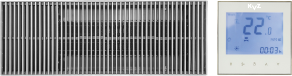 Конвектор отопления KVZ Power KVZ-Vent-300-80-2400-6V-UA/RRA-300-2400-A с решеткой, термостат белый