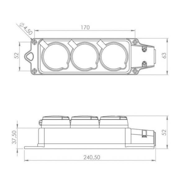 Розетка штепсельная трехместная влагозащ. с/з 16А IP54 каучук Rexant 111-113 Розетка штепсельная трехместная влагозащ. с/з 16А IP54 каучук Rexant 111-113