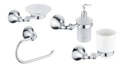 Набор Стакан Rose RG12 RG1212 хром + Мыльница RG1203 хром + Дозатор RG1244 хром + Полотенцедержатель RG1206 хром
