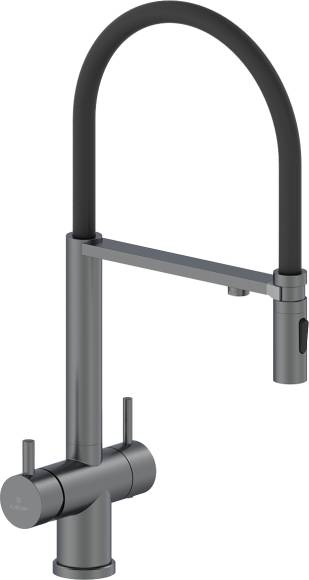 Смеситель для кухни AltroBagno Flusso 050203 GrMt с гибким изливом, оружейная сталь
