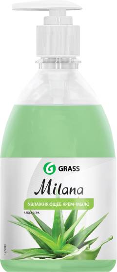 Крем-мыло Grass Milana алоэ вера с дозатором, гипоаллергенное, увлажняющее, 500 мл