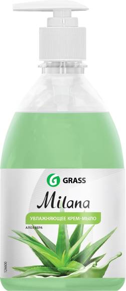 Крем-мыло Grass Milana алоэ вера с дозатором, гипоаллергенное, увлажняющее, 500 мл