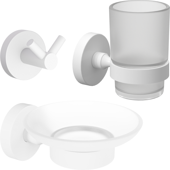 Набор Мыльница DEKOR BANYO Alina White A40 405 05 белая + Стакан + Крючок