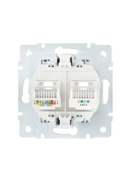 Розетка компьютерная + телефонная 1-м СП Vesna механизм бел. LEZARD 742-0288-143 Розетка компьютерная + телефонная 1-м СП Vesna механизм бел. LEZARD 742-0288-143