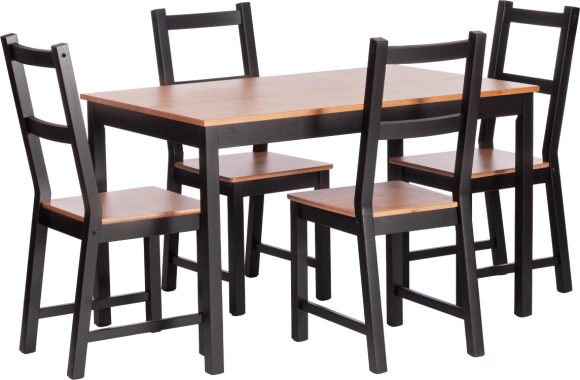 Обеденная группа TetChair Дельфийская Соната стол + 4 стула, антик, черный