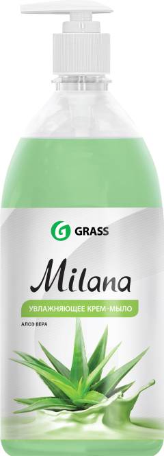 Крем-мыло Grass Milana алоэ вера с дозатором, гипоаллергенное, увлажняющее, 1000 мл