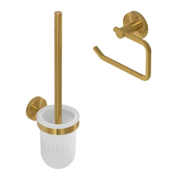 Набор Держатель Cezares Relax PH1-BORO брашированное золото + Ершик TBS-V-BORO брашированное золото