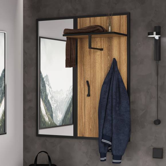 Вешалка DIWO Элиста 50х105 дуб крафт золотой, черная