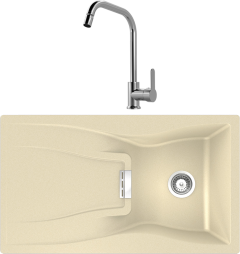 Комплект Мойка Schock Waterfall 45D (D-100) Cristadur аворио, интегрированная + Смеситель MEGA City MG- ZRV104 хром