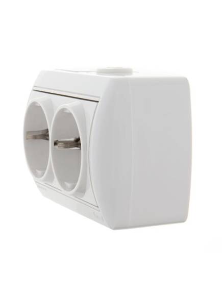 Розетка 2-м ОП Nata 16А IP20 с заземл. керамика бел. LEZARD 710-0200-127