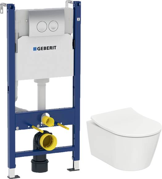 Система инсталляции для унитазов Geberit Duofix Delta 458.124.21.1 3 в 1 с кнопкой смыва, хром + Унитаз подвесной Toto RP с микролифтом