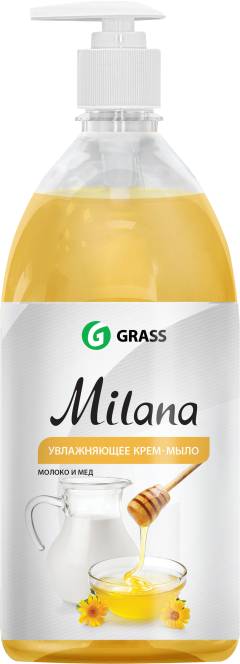 Крем-мыло Grass Milana молоко и мед с дозатором, гипоаллергенное, увлажняющее, 1000 мл