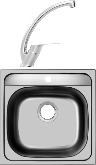 Комплект Мойка Domaci Равенна Ssik DCL 480*480 (6) TG + Смеситель MEGA Mega MG-BMK016 хром