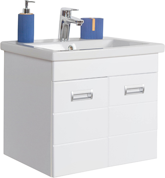 Тумба с раковиной Orange Таис 60, подвесная, белый глянец