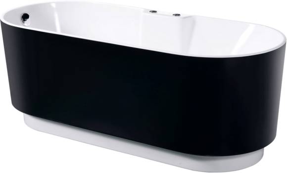 Акриловая ванна Orans BT-NL601- FTSI Black 175x75 см, отдельностоящая, черная матовая, овальная, с каркасом, со сливом-переливом, с подсветкой