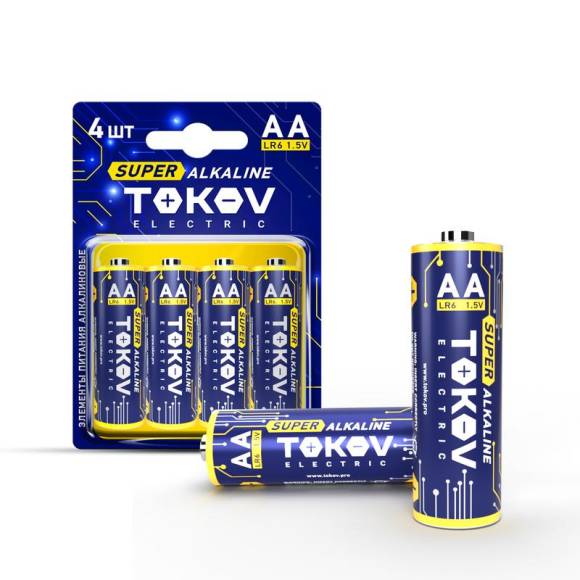 Элемент питания алкалиновый LR6/AA (блист.4шт) TOKOV ELECTRIC TKE-ALS-LR6/B4 Элемент питания алкалиновый LR6/AA (блист.4шт) TOKOV ELECTRIC TKE-ALS-LR6/B4