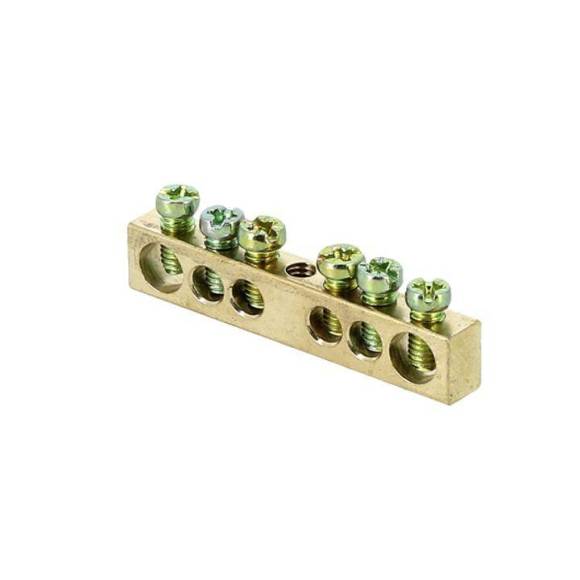 Шина PEN "ноль-земля" 6х9 6 отвер. латунь крепеж по центру PROxima EKF sn0-63-06 Шина PEN "ноль-земля" 6х9 6 отвер. латунь крепеж по центру PROxima EKF sn0-63-06