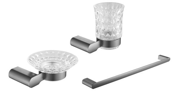Набор Стакан Rose RG17T RG1712T пепельный + Мыльница RG1703T пепельный + Полотенцедержатель RG1717T пепельный