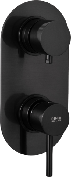 Встраиваемый смеситель для душа и ванны Remer X Style X93KBCFP С ВНУТРЕННЕЙ ЧАСТЬЮ, черный хром брашированный