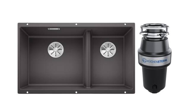 Комплект Мойка Blanco Subline 430/270-U темная скала + Измельчитель KUCHENSTERN Muhle 351MU35