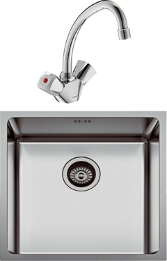 Комплект Мойка Seaman Eco Roma SMR-4944A 49x44, сталь, нержавеющая сталь + Смеситель Vidima Практик BA231AA глянцевый хром