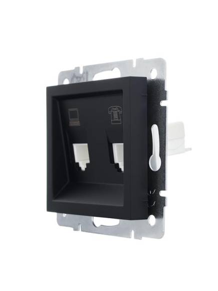 Розетка компьютерная + телефонная 1-м СП Vesna механизм черн. бархат LEZARD 742-4288-143 Розетка компьютерная + телефонная 1-м СП Vesna механизм черн. бархат LEZARD 742-4288-143