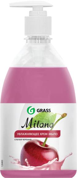 Крем-мыло Grass Milana спелая черешня с дозатором, гипоаллергенное, увлажняющее, 500 мл