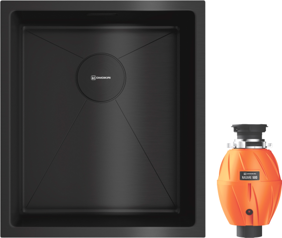 Комплект Мойка Omoikiri Taki 38-U/IF-GB 38x44, графит, нержавеющая сталь + Измельчитель Nagare 500 электрический