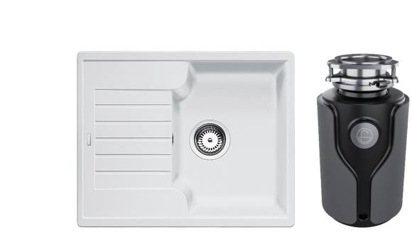 Комплект Мойка Blanco Zia 40 S белый + Измельчитель KUCHENSTERN Muhle 353MU35