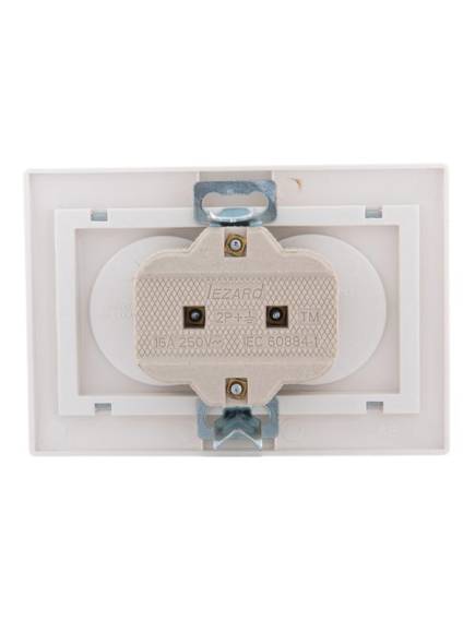 Розетка 2-м СП Mira 16А IP20 без заземл. с сер. вставкой керамика бел. LEZARD 701-0215-128 Розетка 2-м СП Mira 16А IP20 без заземл. с сер. вставкой керамика бел. LEZARD 701-0215-128