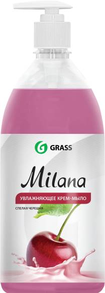 Крем-мыло Grass Milana спелая черешня с дозатором, гипоаллергенное, увлажняющее, 1000 мл