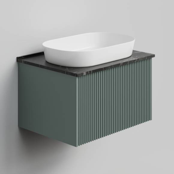 Тумба под раковину со столешницей La Fenice Terra 60 подвесная, grigio, столешница черный мрамор