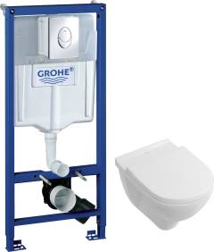 Комплект Унитаз подвесной Villeroy & Boch O.Novo 5660HR01 alpin, безободковый + Инсталляция Grohe Rapid SL 38721001 3 в 1 с кнопкой смыва