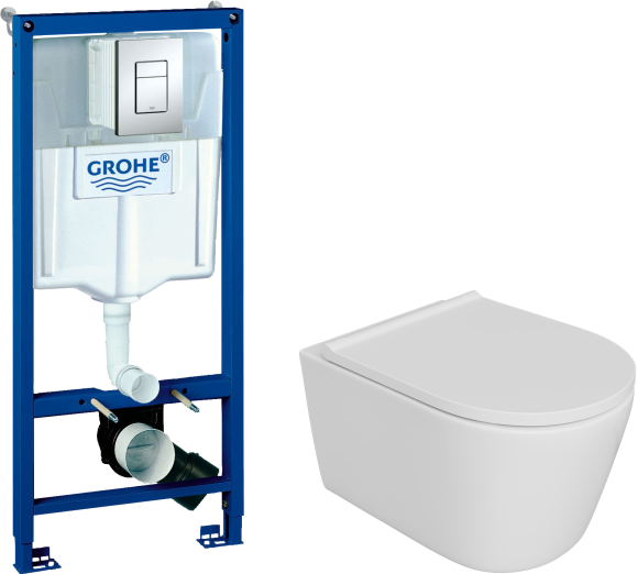 Комплект Унитаз подвесной DIWO Архангельск 0800 + Инсталляция Grohe Rapid SL 38772001 3 в 1 с кнопкой смыва
