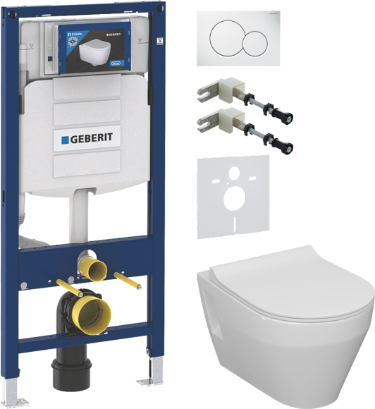 Комплект Унитаз подвесной Керамин Бари Slim МЛ CDB00022778 с микролифтом + Звукоизоляция Geberit + Инсталляция Duofix UP 320 111.300.00.5 + Кнопка Sigma 01 115.770.11.5 белая + Крепления 111.815.00.1 к стене