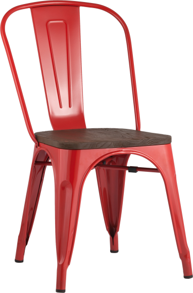 Стул Stool Group Tolix Wood красный глянцевый, темное дерево