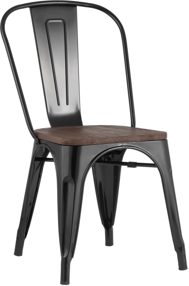 Стул Stool Group Tolix Wood черный глянцевый, темное дерево
