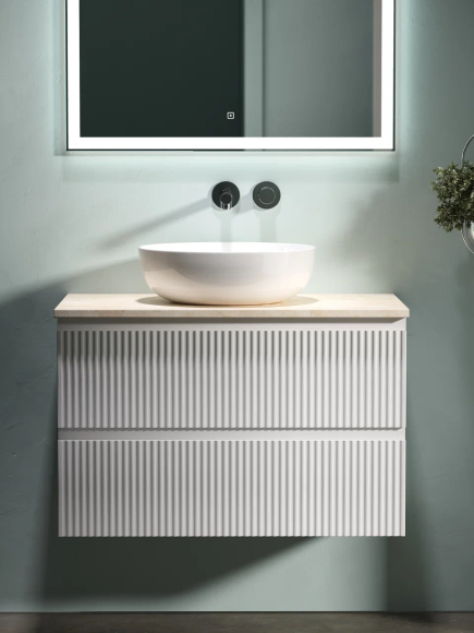 Тумба под раковину со столешницей Sancos Snob R 80 bianco, столешница бежевая